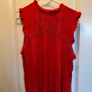 Buffalo David Bitton Vibrant Red Lace Blouse